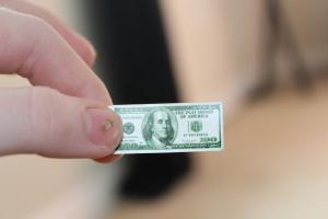 Photo main qui tient un billet de faux dollar. Image par neonlizard de Pixabay